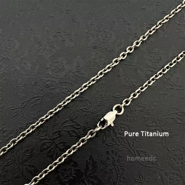 3mm Pure Titanium O Oval Link Chain Necklace for Men Women Non-Allergic Health