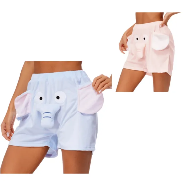 Womens Sleepwear Elastic Waistband Pajama Bottoms Big Nose Ears Shorts Funny 3D