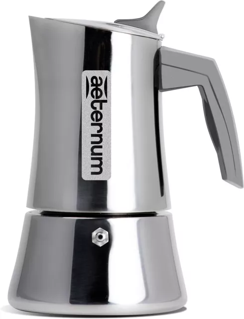 Aeternum Bialetti Caffettiera Moka Macchina Caffe Espresso Acciaio Divina  2 Tz