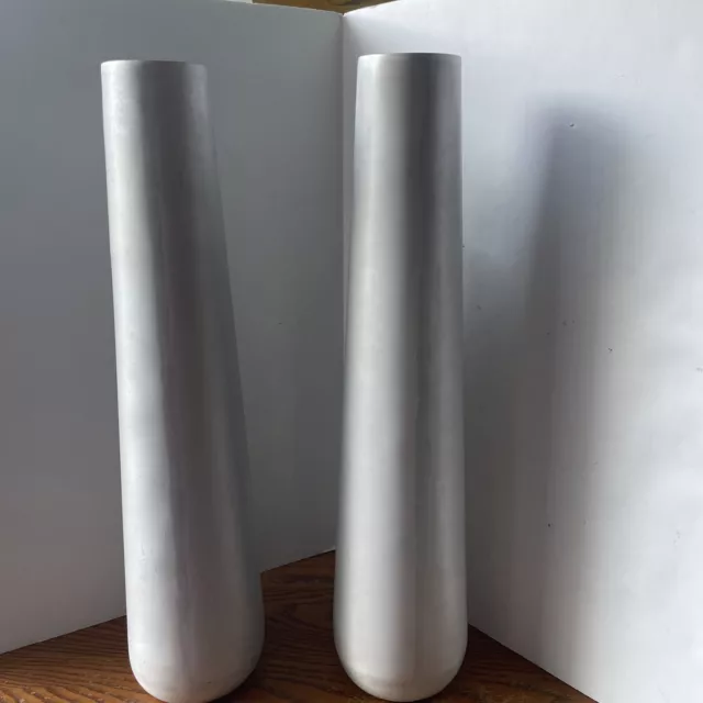 Crate Barrel CB2 Vase Set 2 Stainless steel metal cylinder 18 M” Avani  modern