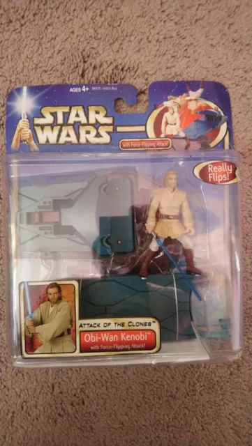 Star wars attack of the clones Obi Wan Kenobi (force flipping attack )figure