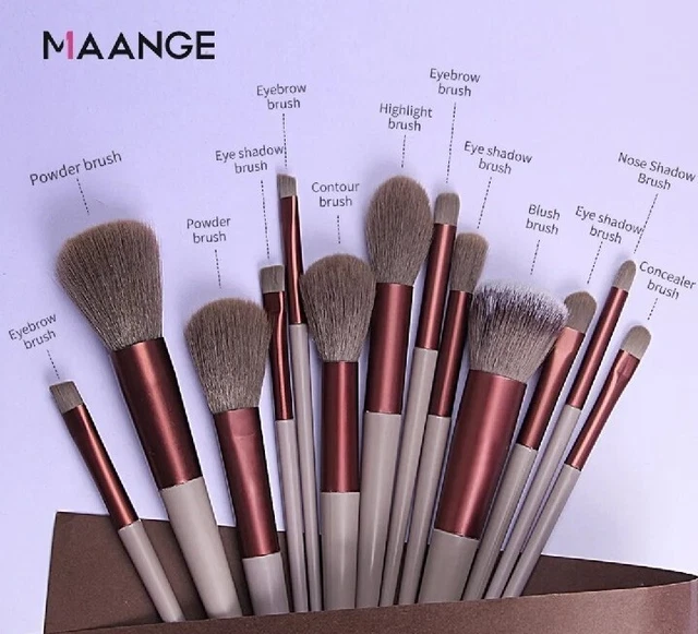 Set 13 Pz Pennelli Trucco Ombretto Fondo Tinta Cosmetici Cipria Make Up