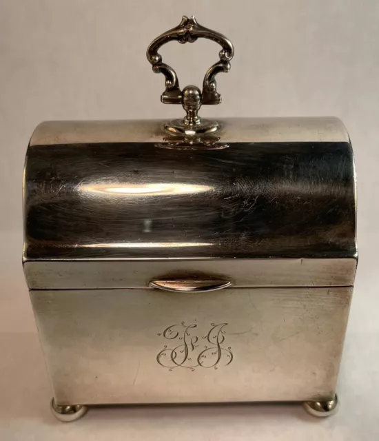 Unusual Sterling Silver English Casket Form Tea Caddy William Hutton & Sons