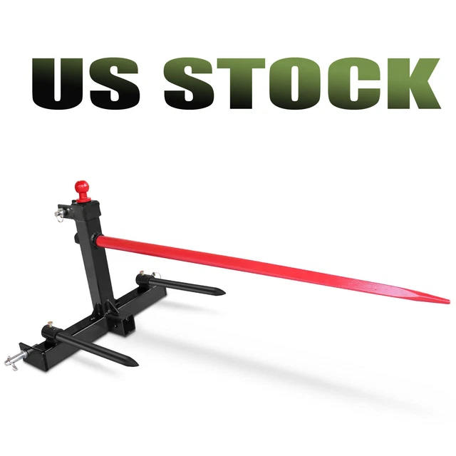 1 Tractors 3 Point Trailer Hitch Quick Attach Bale Spear + 49”  Hay Bale Spear