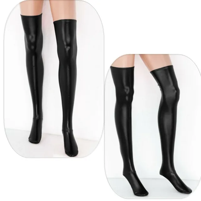 Wetlook Damen Overknees Gothic Coquette Halterlose Strümpfe Stulpen Socken Lang