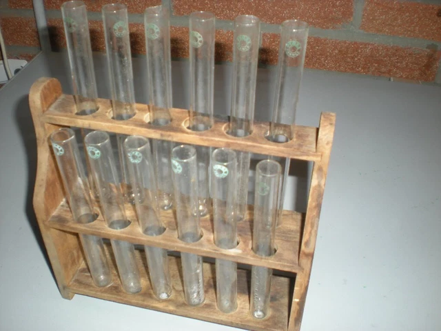 Porte-tubes à Essai En Bois 6 Trous - Support Pour Tubes 25mm - Organisation Labo Ou Cuisine