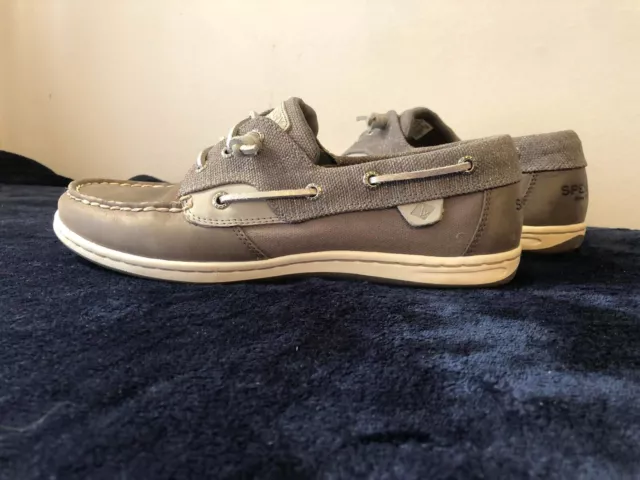 Sperry Top Sider Gray Suede /Metallic Leather Boat Shoes Women's 10M NWOT 2