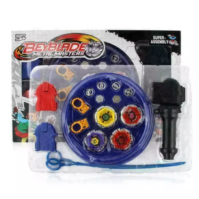 Set Lot 4 Toupie Beyblade Metal Master Arene De Combat Lanceur Pointe Jeu Jouet!