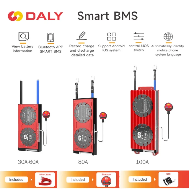 DALY SMART BMS LiFePo4 4S 12V 30A-100A Common Port with Balance ...