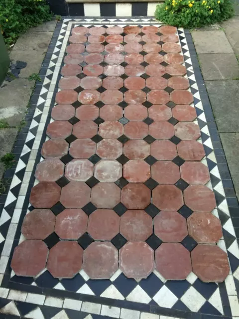 Antique Victorian Geometric Octagonal terracotta single tile