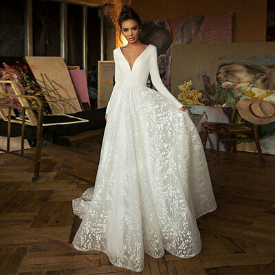 Langarm Spitze Brautkleid Hochzeitskleid mit Stehkragen Kleid für Braut BC807 