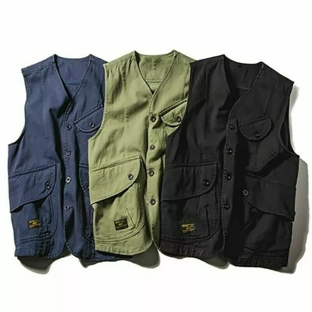 Gilet Uomo Gilet Gilet Giacca Senza Maniche Retro Casual Tasca Militare Vintage
