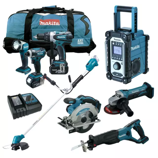 MAKITA DUR182 Akku Rasentrimmer 18V Garten COMBO KIT - 12tlg. Werkzeug Set