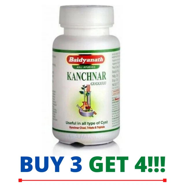 Baidyanath Kanchnar Guggulu de Hierbas Aryuvédico Remedio Kanchanar 80 Pastillas
