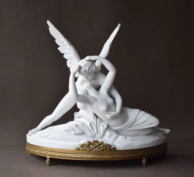 Biscuit de porcelaine d'après Antonio Canova , Psyché ranimée par le baiser 