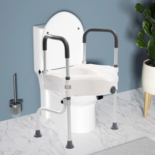 Elevación de asiento de inodoro Modern Drive Medical con reposabrazos, 110 mm altura ajustable