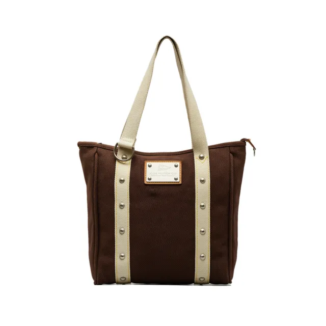 Authenticated Louis Vuitton Antigua Cabas GM Brown Dark Canvas Fabric Tote Bag