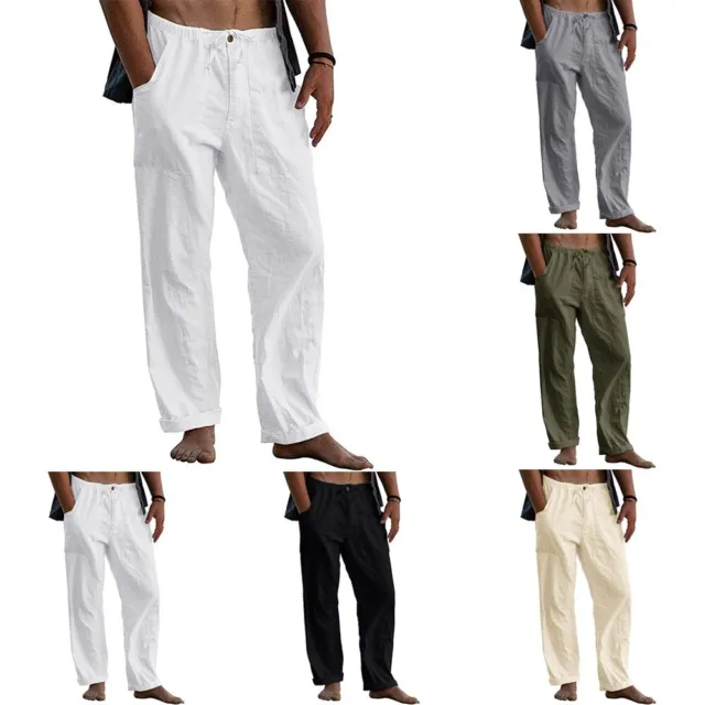 Pantalon en lin pour homme avec plis, pantalon de jogging en lin blanc,  pantalon pour homme, pantalon ample, pantalon ample -  France