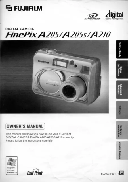 Fujifilm A205 A210 Original Operating Manual Instructions User Guide Book