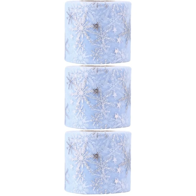 3 Sets Weihnachten Glitter Tüll Geschenk Verpackung Band Beflockung Tüll Rolle 3