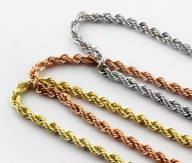 Tris 3 Bracelets Corde Entièrement Or 18kt. Cm. 18,5 A 3 Couleurs