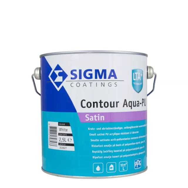 Sigma Contour Aqua-PU raso bianco 2,5 L, seta lucida, vernice colorata premium