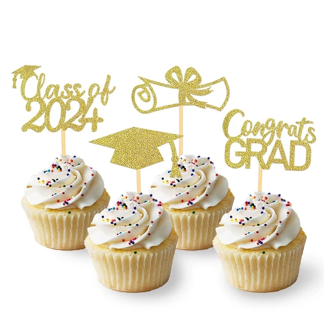 2024 GRADUATION CUPCAKE Toppers, Class of 2024 Cupcake Toppers for