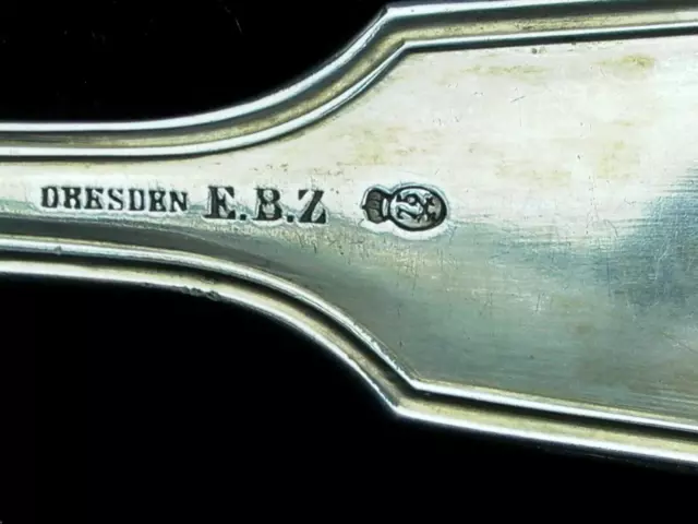 silberne Suppenkelle Augsburger Faden 12 lötig bzw.750 er Silber Dresdener Punze