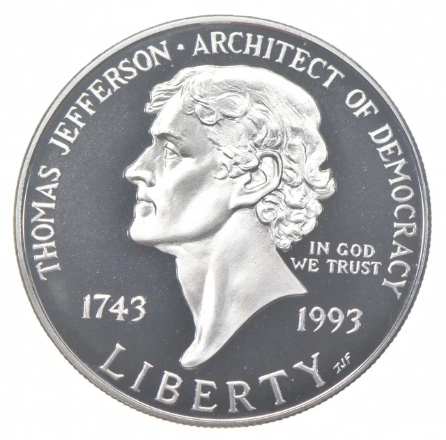 1993-S Proof Jefferson Democracy Commemorative Silver Dollar $1 *0776