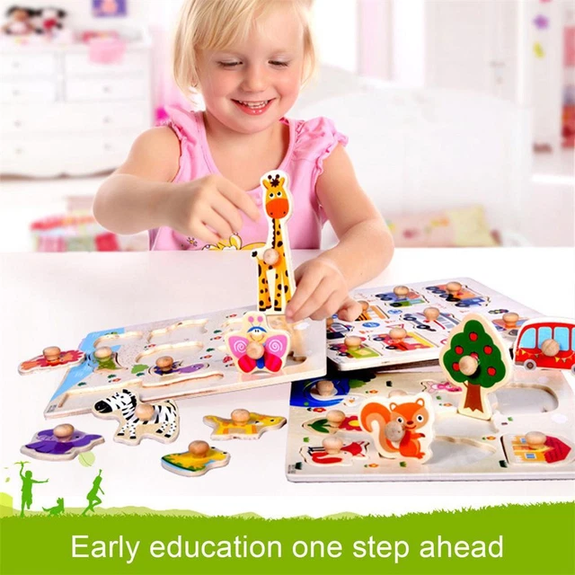 Wooden Puzzle Baby Kids Toddler Jigsaw Alphabet Letter Animal Learning Toy Gift'