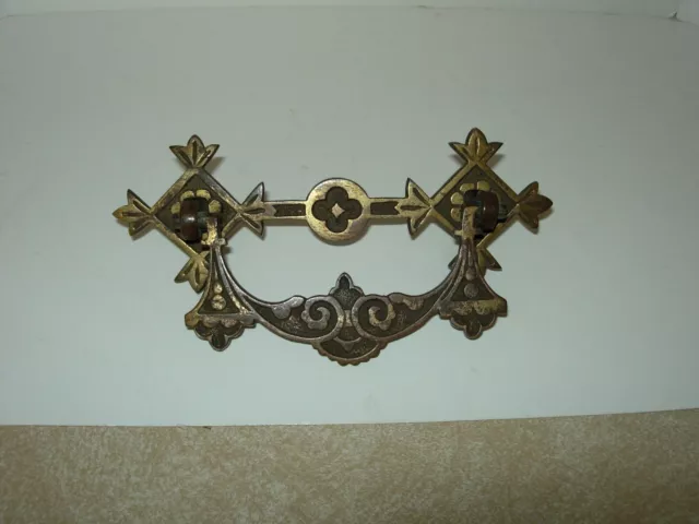 Vintage Ornate solid brass Dresser Drawer Pulls  handle.
