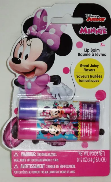 2 Full Size Sticks Of Disney Junior MINNIE Lip Balms Strawberry & Cotton Candy