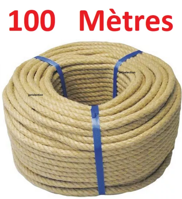 100 Mètres CORDE EN JUTE CHANVRE naturelle 3 torons cordage impregne