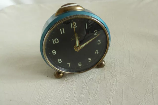 PETIT RÈVEIL ANCIEN VERT TURQUOISE et DORÉ - JUNGHANS