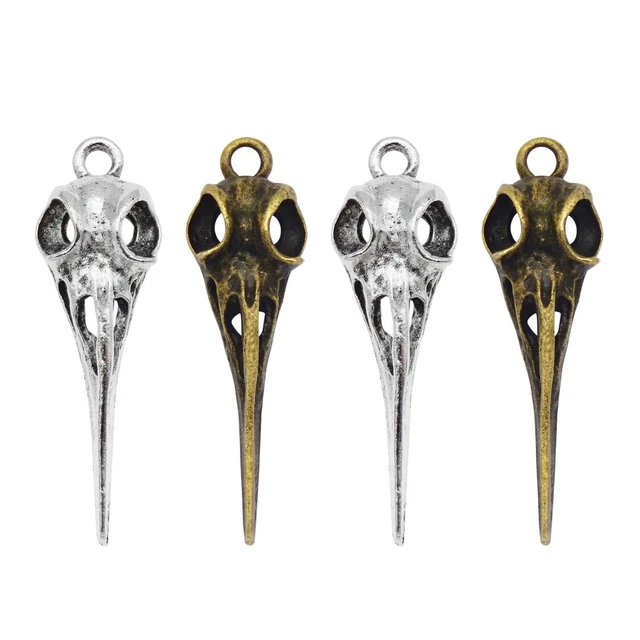 10 Stück Retro Punk Vogelschädel Charm Raven Schädel Metall Anhänger DIY 36x10mm