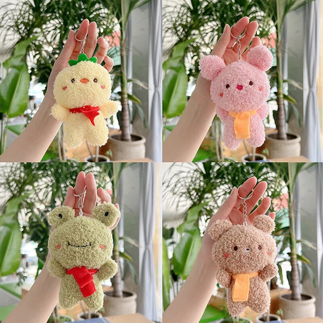 Bambola orso rana cartone animato carino peluche portachiavi figura morbida bambola portachiavi ciondolo-x