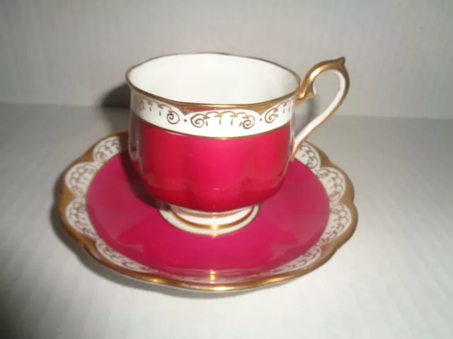 Royal Albert ANTIQUE CROWN CHINA BURGUNDY TEA CUP & SAUCER England