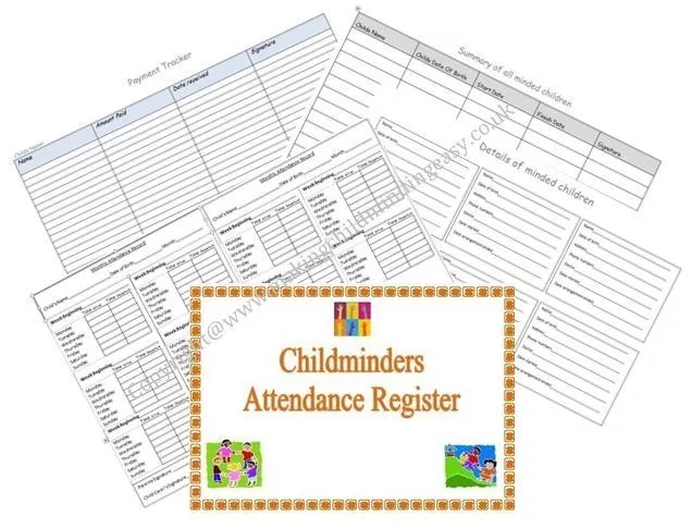Childminder ATTENDANCE RECORD BOOK REGISTER readymade easy to use childminding 2