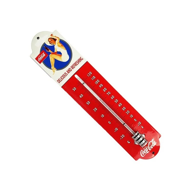 Thermomètre Émaillé Bombé 30cm - Plaque Sardine Du Yacht-Club - Déco Rétro