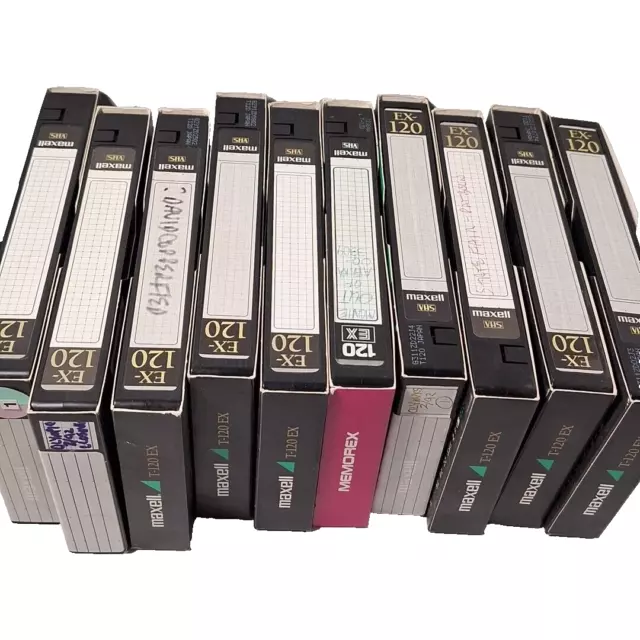 VHS Tapes Lot of 10 Maxell T-120 Blank Media Recordable Videotapes USED