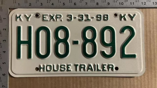 1998 Kentucky house trailer license plate H08-892 YOM DMV for your RV 13491