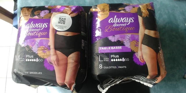 2 PAQUETS DE CULOTTES ALWAYS DISCREET (Tailles L et M)