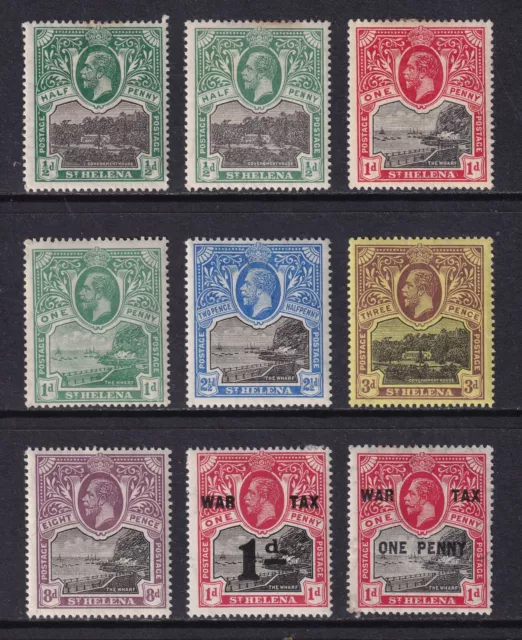 ST. HELENA 1912-22 KGV Definitives selection MH/* (CV £37)