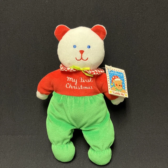 VINTAGE EDEN MY First Christmas TEDDY BEAR Red & Green Stuffed Plush