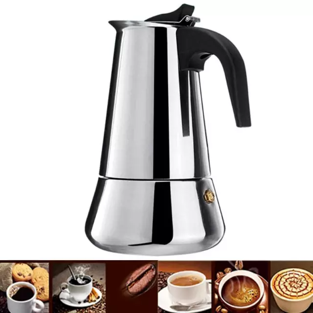 2 cups 100 ml Stainless Steel Induction Stovetop Moka Pot Espresso Coffee Maker