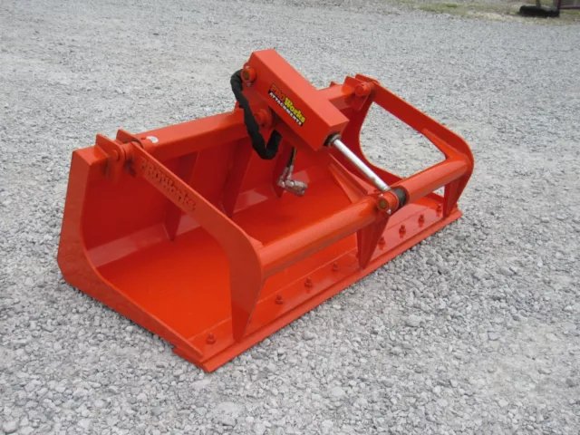60" Single Cylinder Solid Bottom Bucket Grapple Attachment Fits Skid Steer QA
