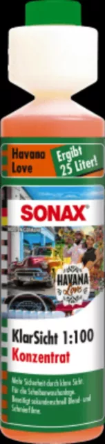 SONAX KlarSicht 1:100 Konzentrat Havana Love 250 ml Scheiben Zusatz Reiniger