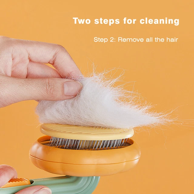 Pet Hair Brush  Pumpkin Dog Cat   comb Deshedding Self Cleaning Brush 2