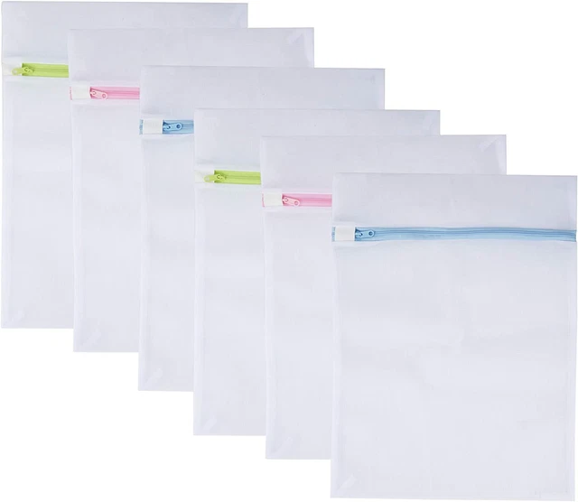 Mesh Laundry Bags 6-Pack Medium 16 X 12 Inch Laundry Wash Bag Colorful Zipper fo