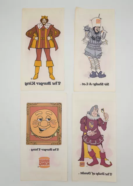 Set of 4 Vtg 70s Burger King Iron On T Shirt Transfers Sir Shakes Duke Doubt #1